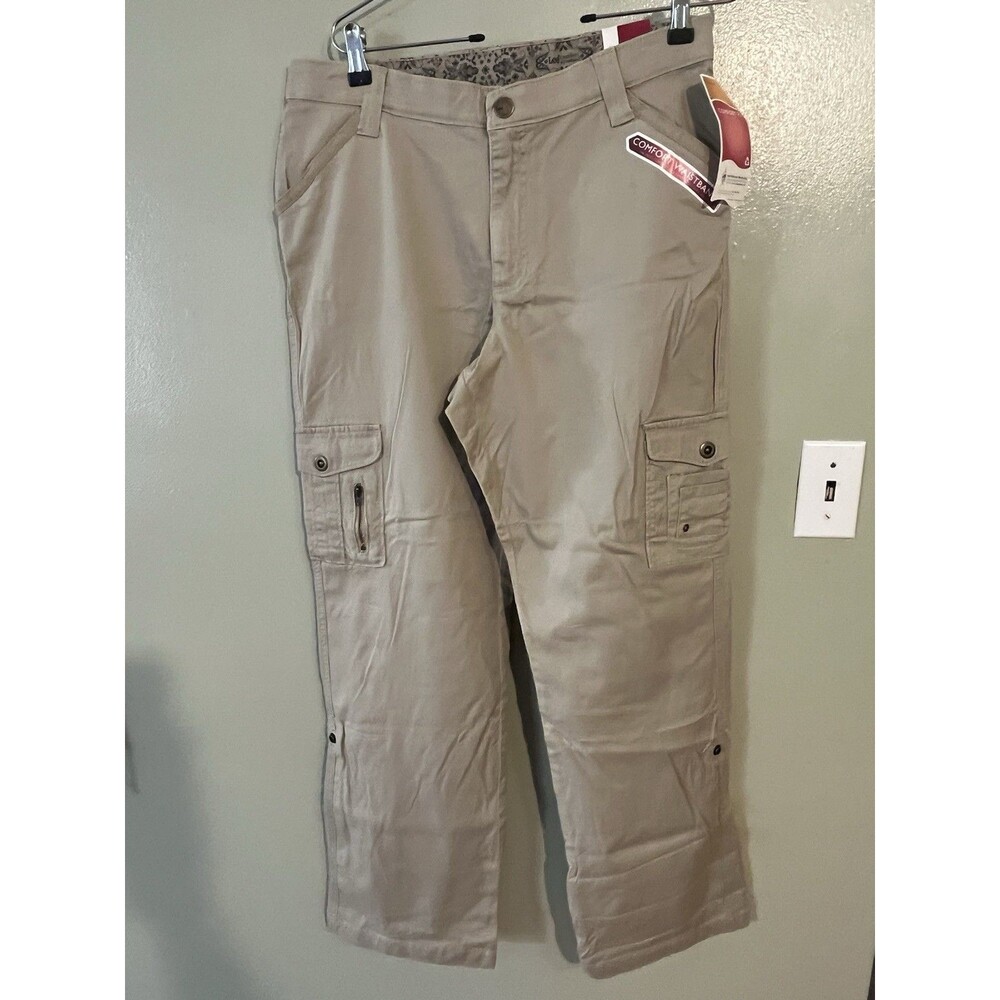 Lee Comfort Waistband Tan Cargo Pants Convertible Stretch Size 14 NWT